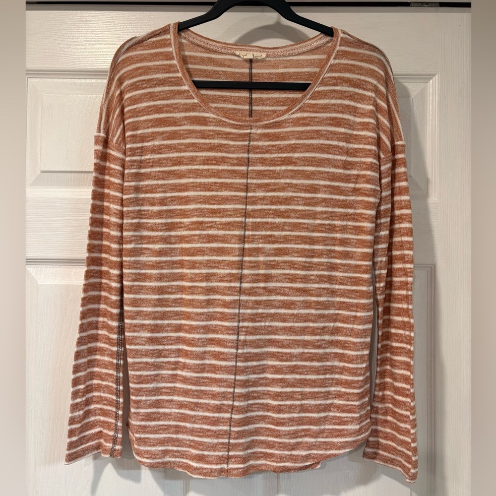 Hem & Thread Burnt Orange and White Striped Long Sleeve Top